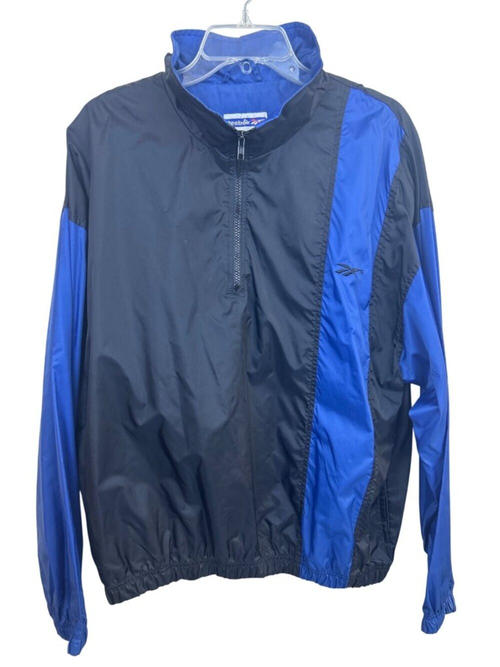 Vtg Reebok 80s Golf Windbreaker Jacket Men's L Blue Black 1/4 Zip Lightweight